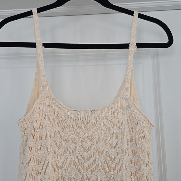 Lulus Sunset Vibes Light Beige Crochet Sleeveless Midi Dress size M - Picture 6 of 6
